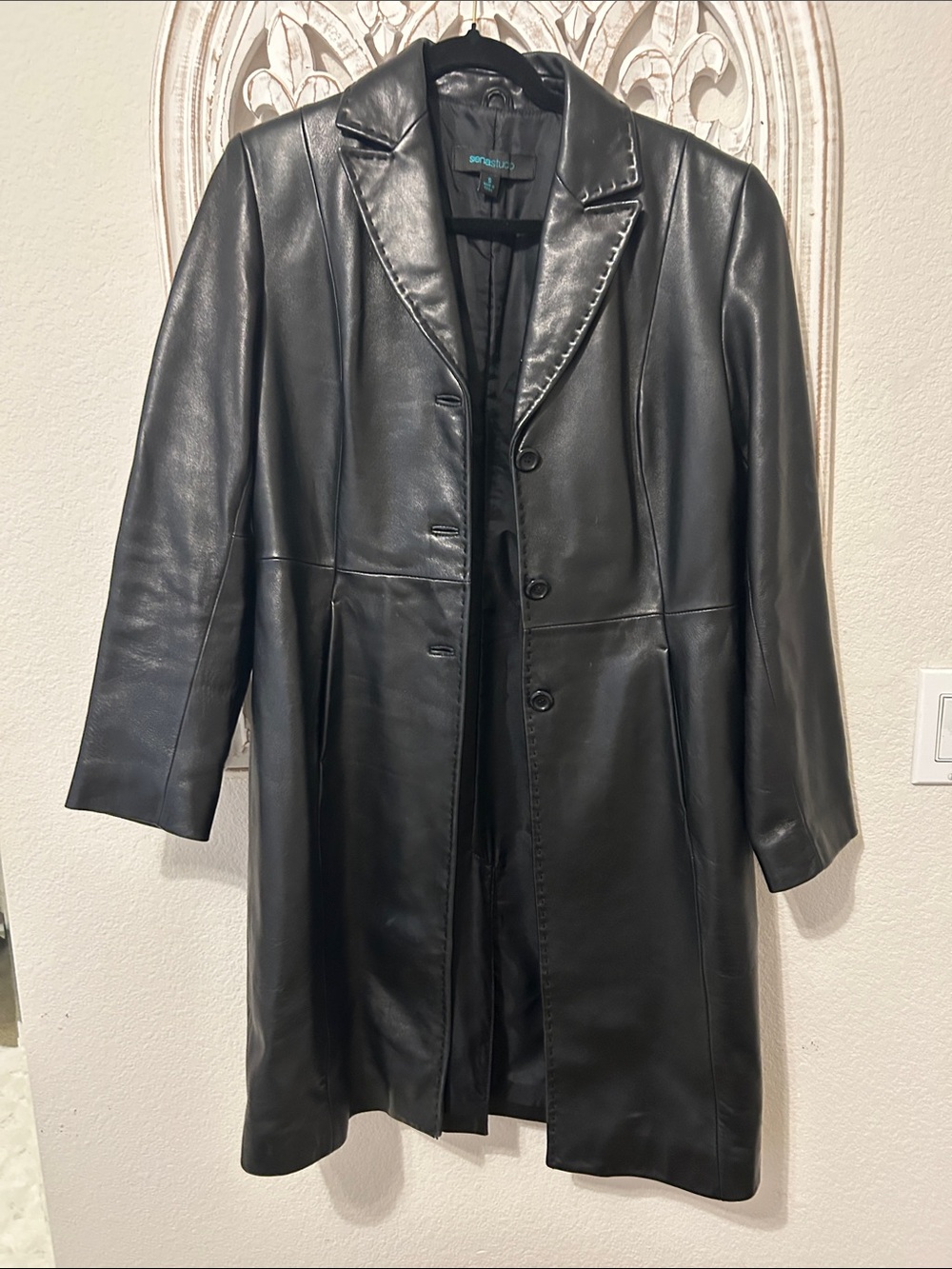 Nordstrom Black Leather Trench Coat